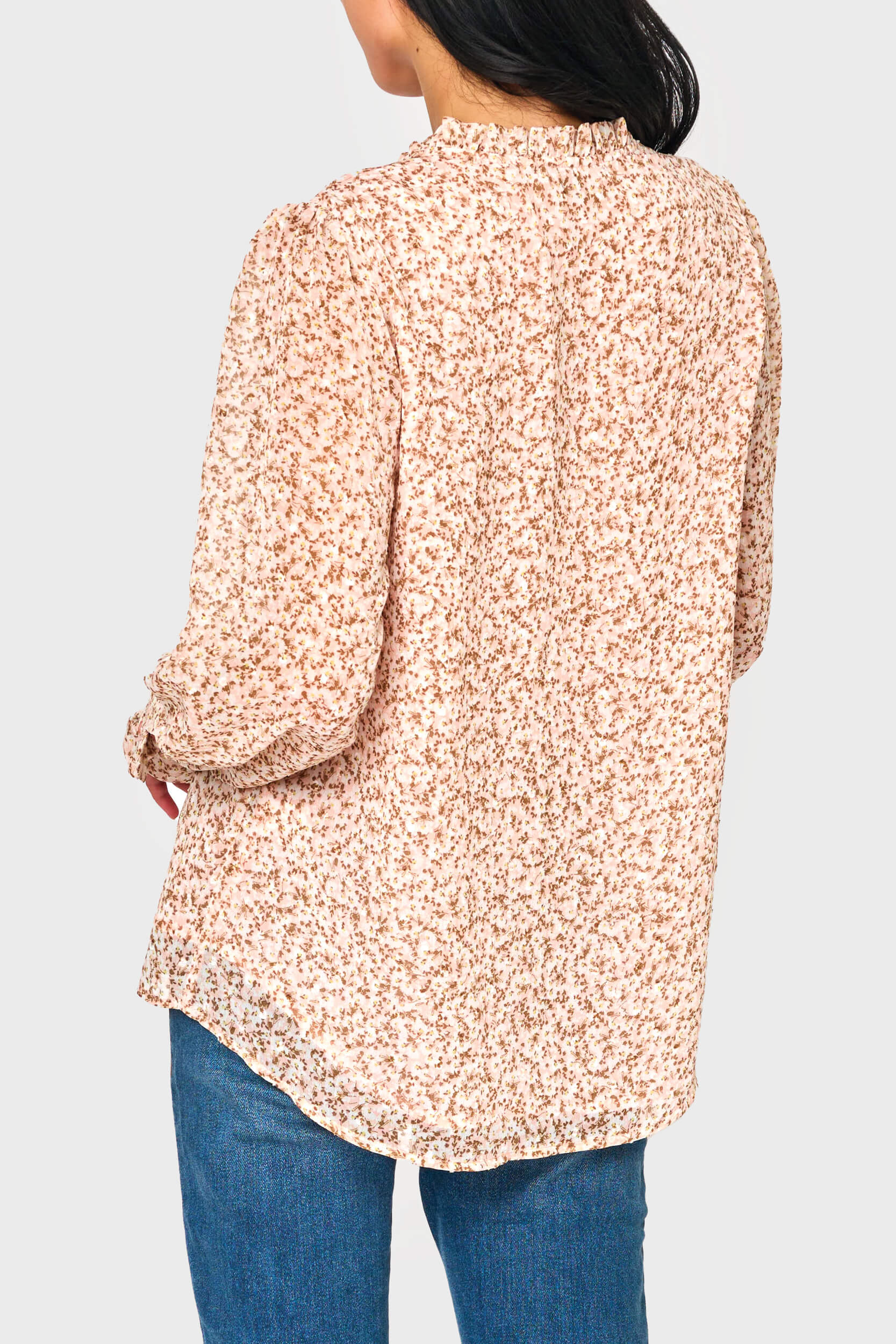 Long Sleeve Crochet Trim Blouse