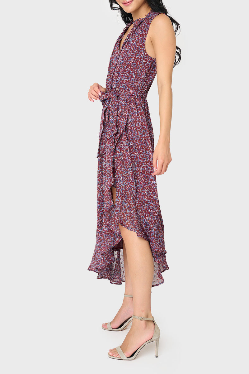 Sleeveless Button Placket Maxi Dress