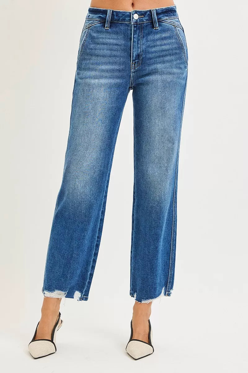 SteinMart.com | RISEN High Rise Ankle Straight Distressed Hem Detail ...