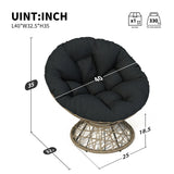 Papasan Wicker Chair with Fabric Cushion and 360 Degree Swivel