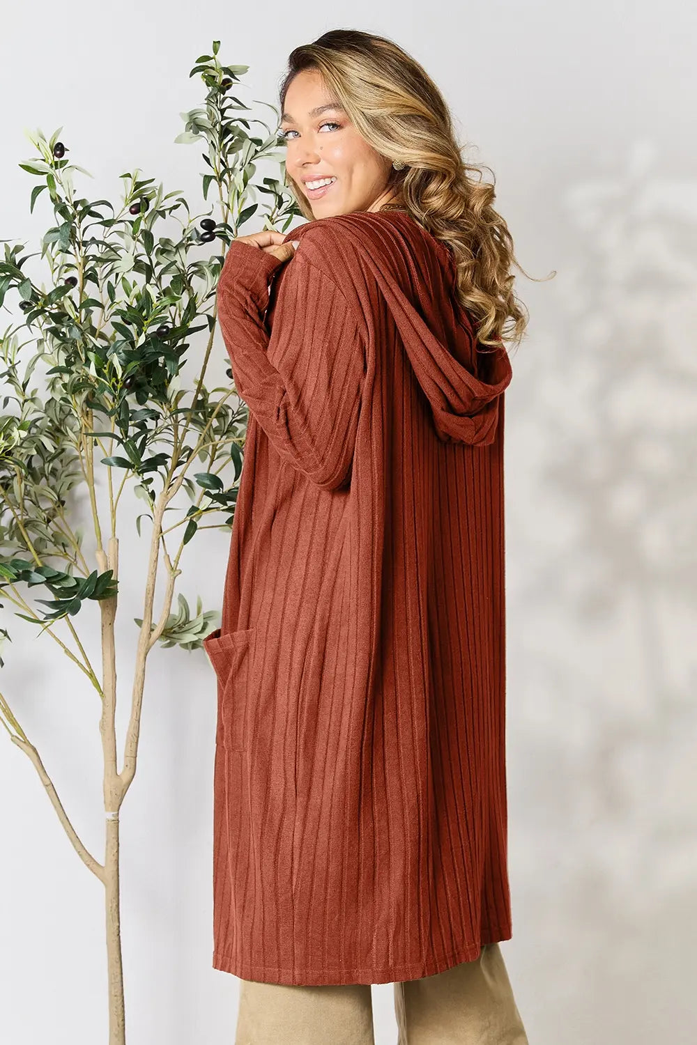 Basic Bae Full Size Hooded Sweater Cardigan | Includes Plus Size