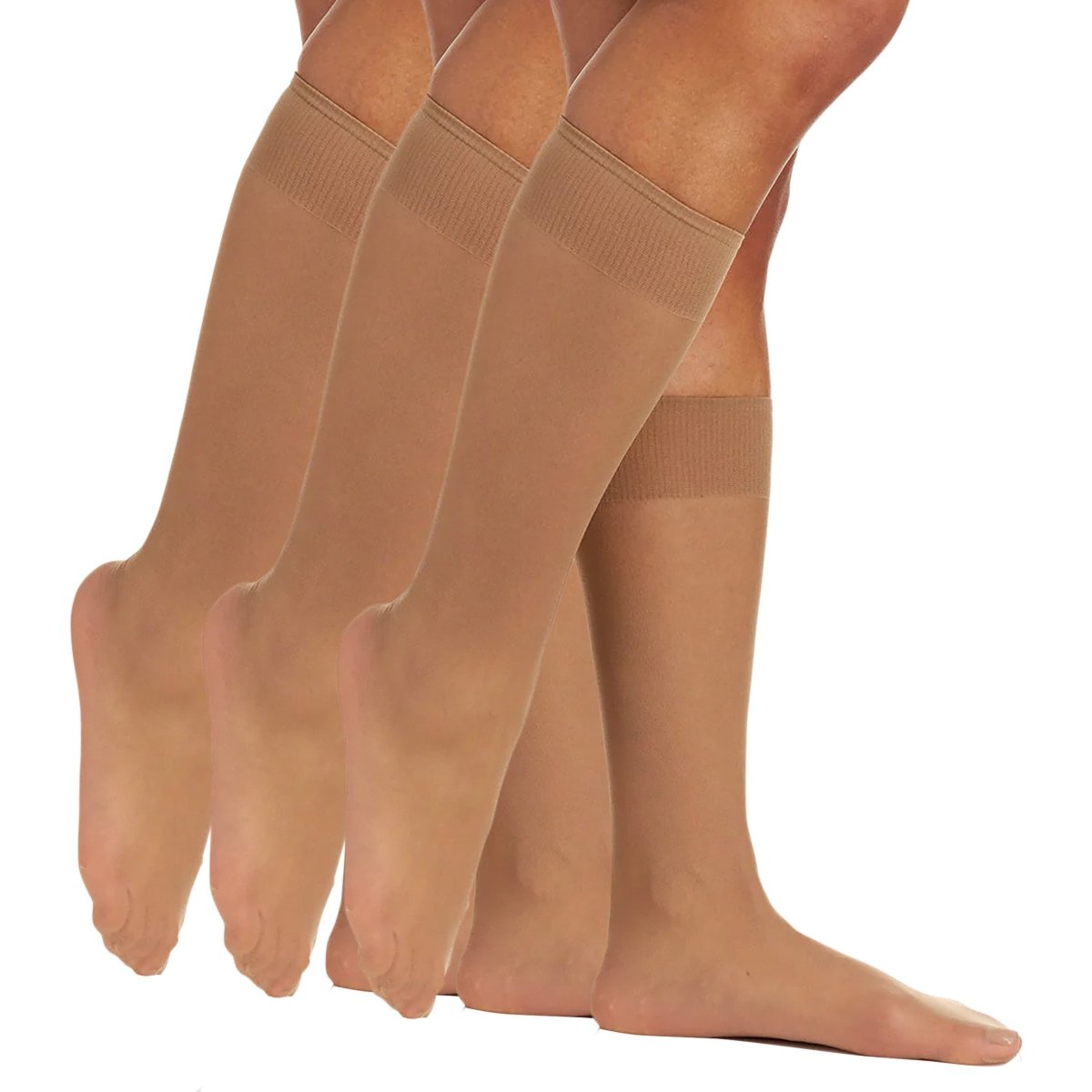 3 Pair Pack All Day Sheer Knee High With Sandalfoot Toe