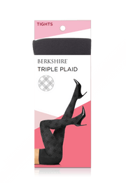 Triple Plaid Non-control Top Tight With Reinforced Toe