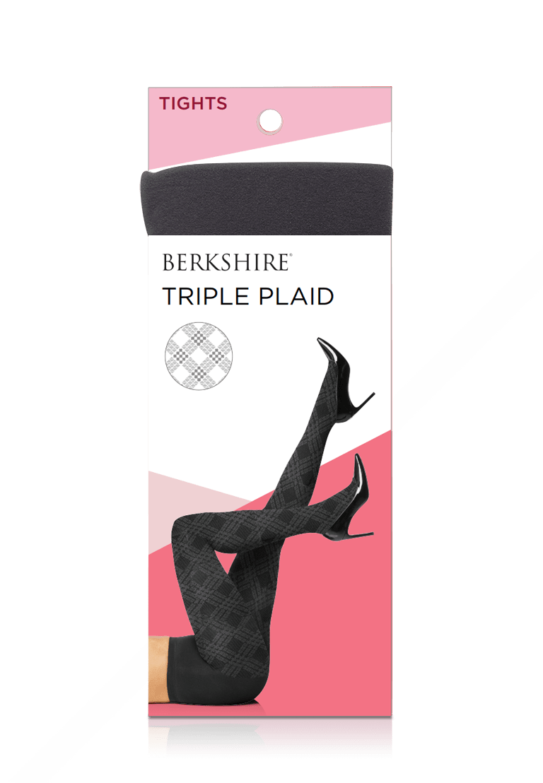 Triple Plaid Non-control Top Tight With Reinforced Toe