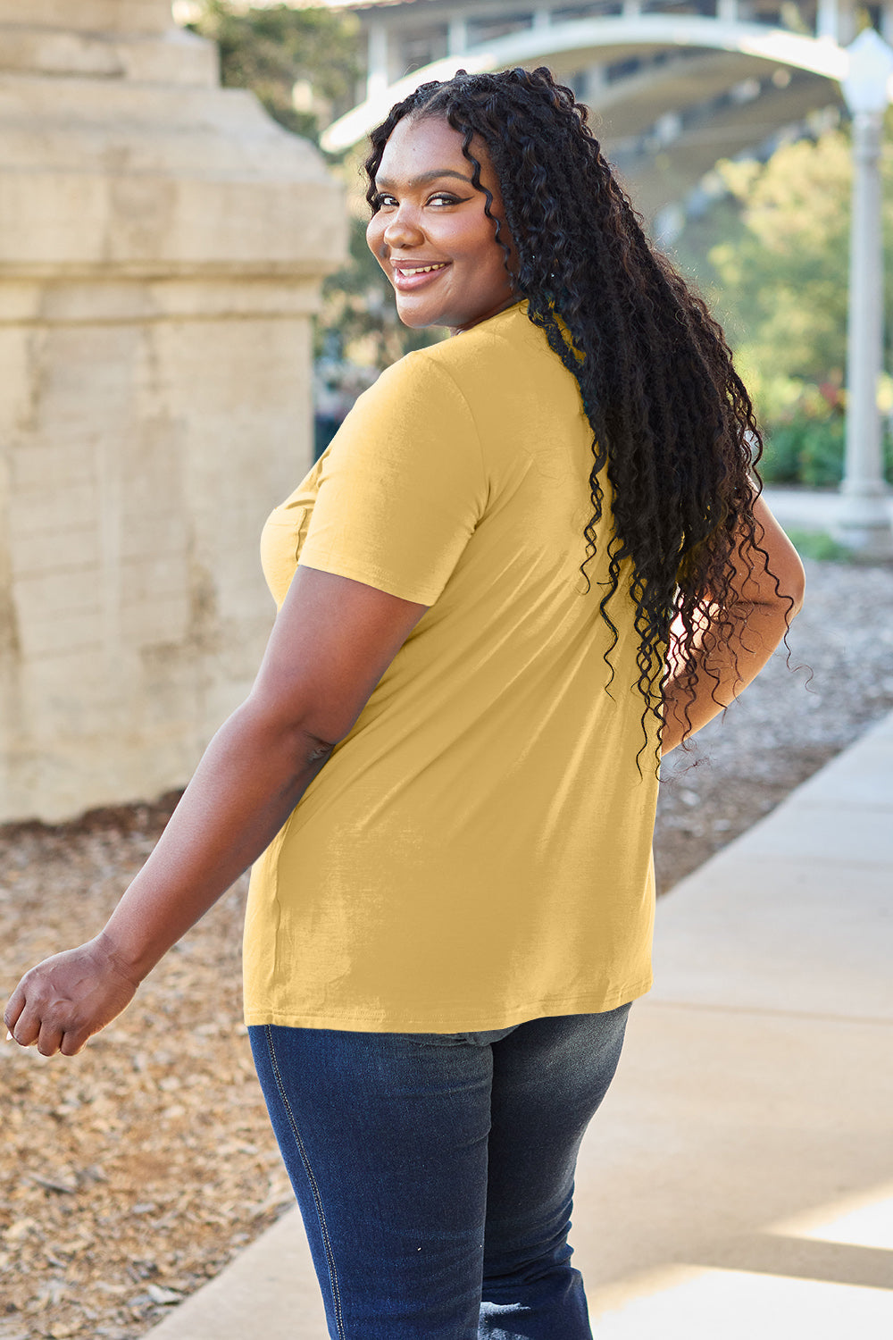 Basic Bae Bamboo Full Size  V-neck Short Sleeve T-shirt | Includes Plus Size