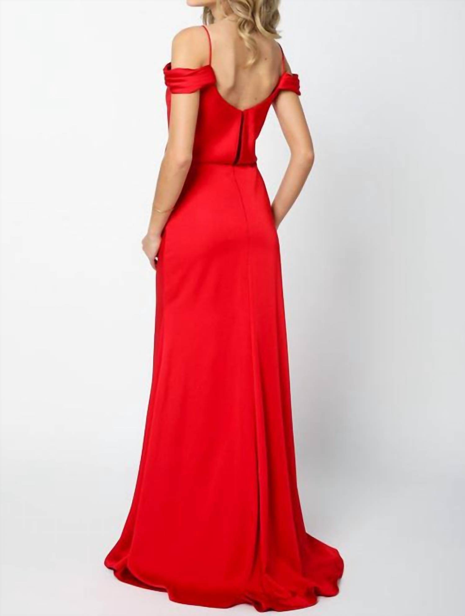 Draped Off-the-shoulder Evening Gown