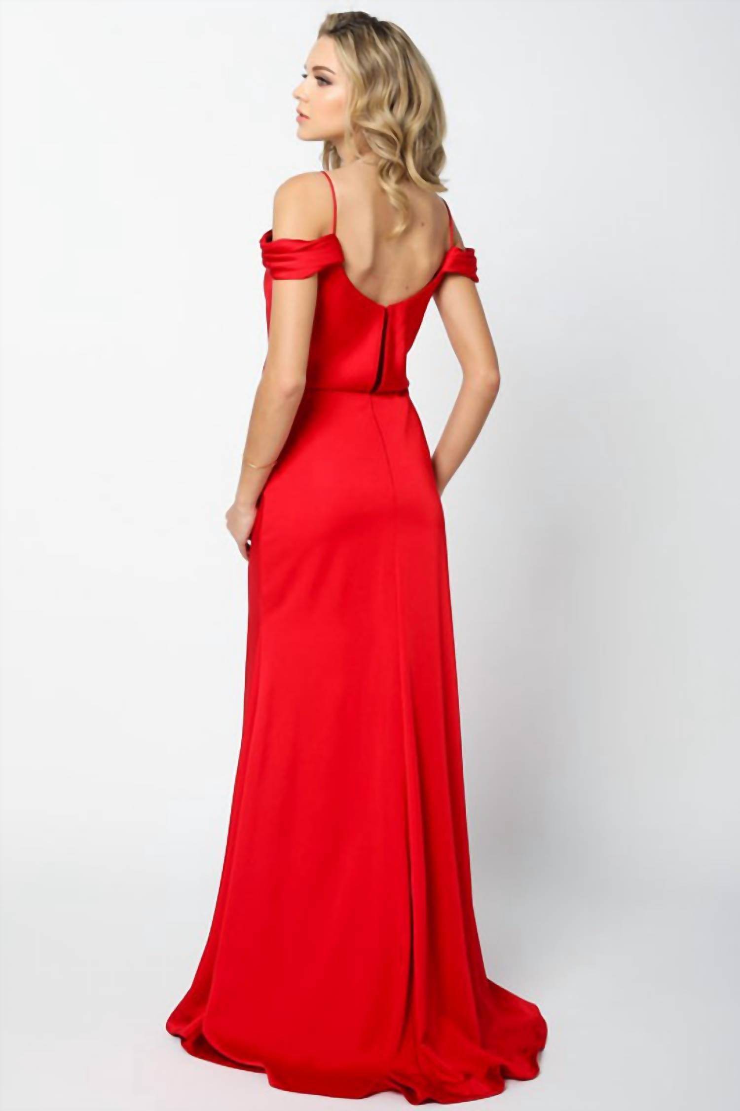 Draped Off-the-shoulder Evening Gown
