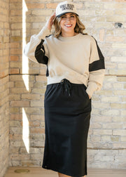 Abbie Mesh Detail Knit Midi Skirt