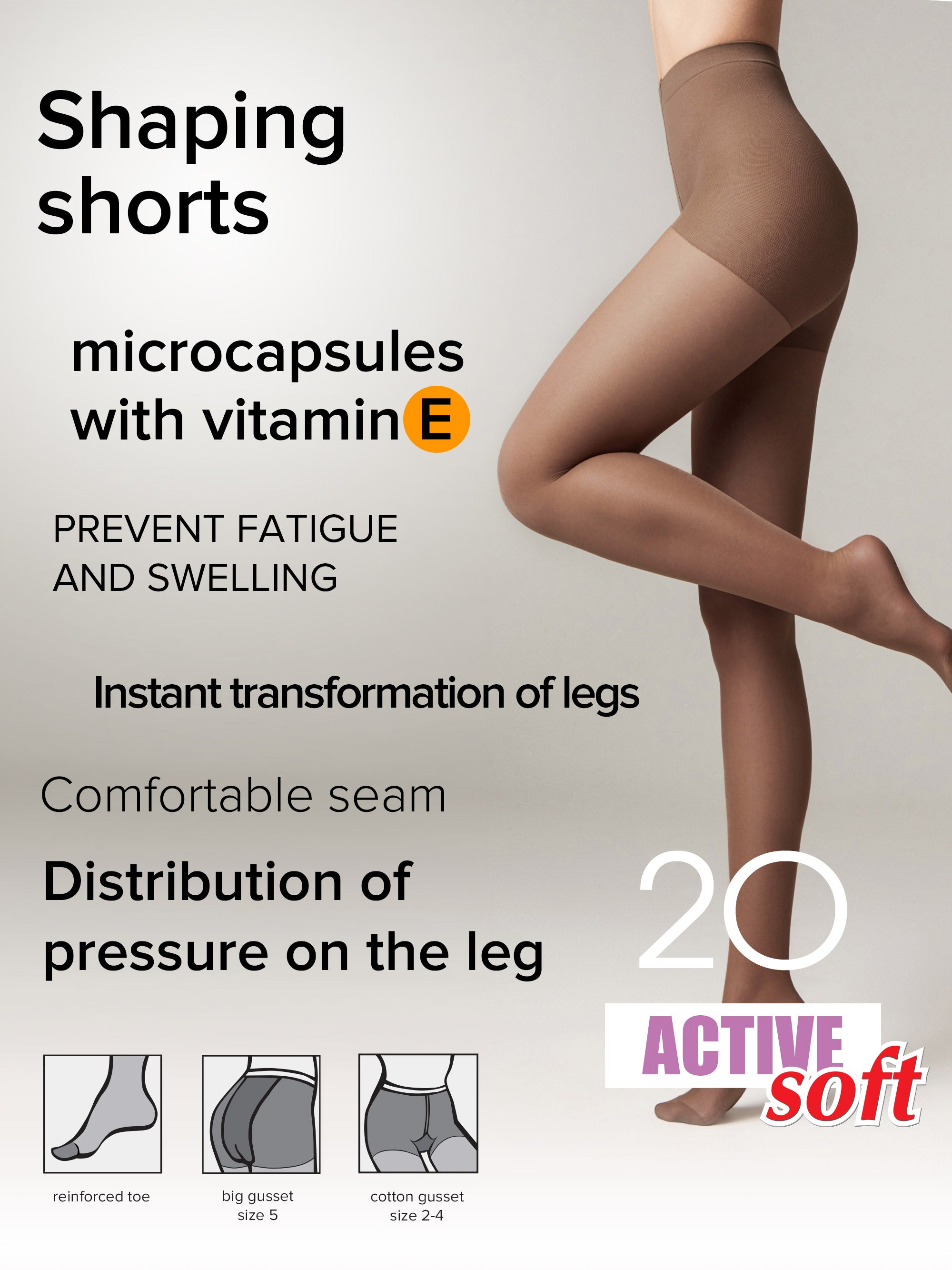 Tights Conte Active Soft 20 Den - Shaping Support with Vitamin E