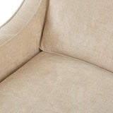 Upholstered Swivel Chair with Curved Armrest and Metal Base