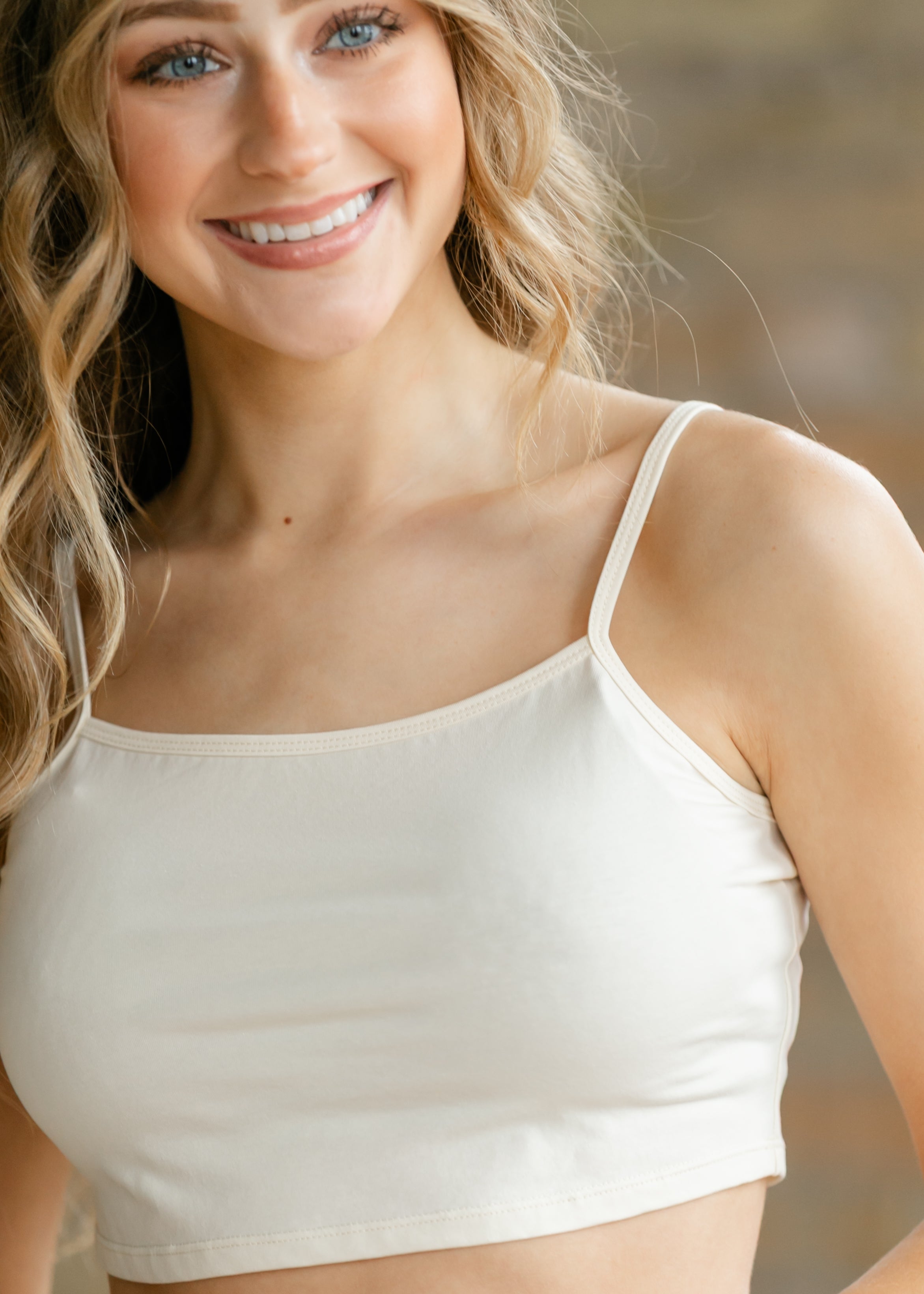 Adjustable Cream Cropped Demi Tank | Includes Plus Size