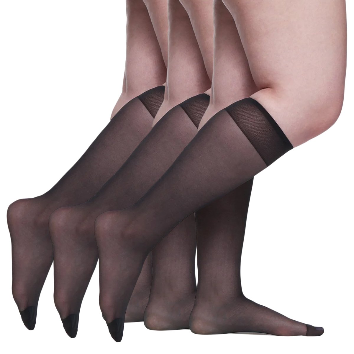 3 Pair Pack Queen All Day Sheer Knee High With Reinforced Toe