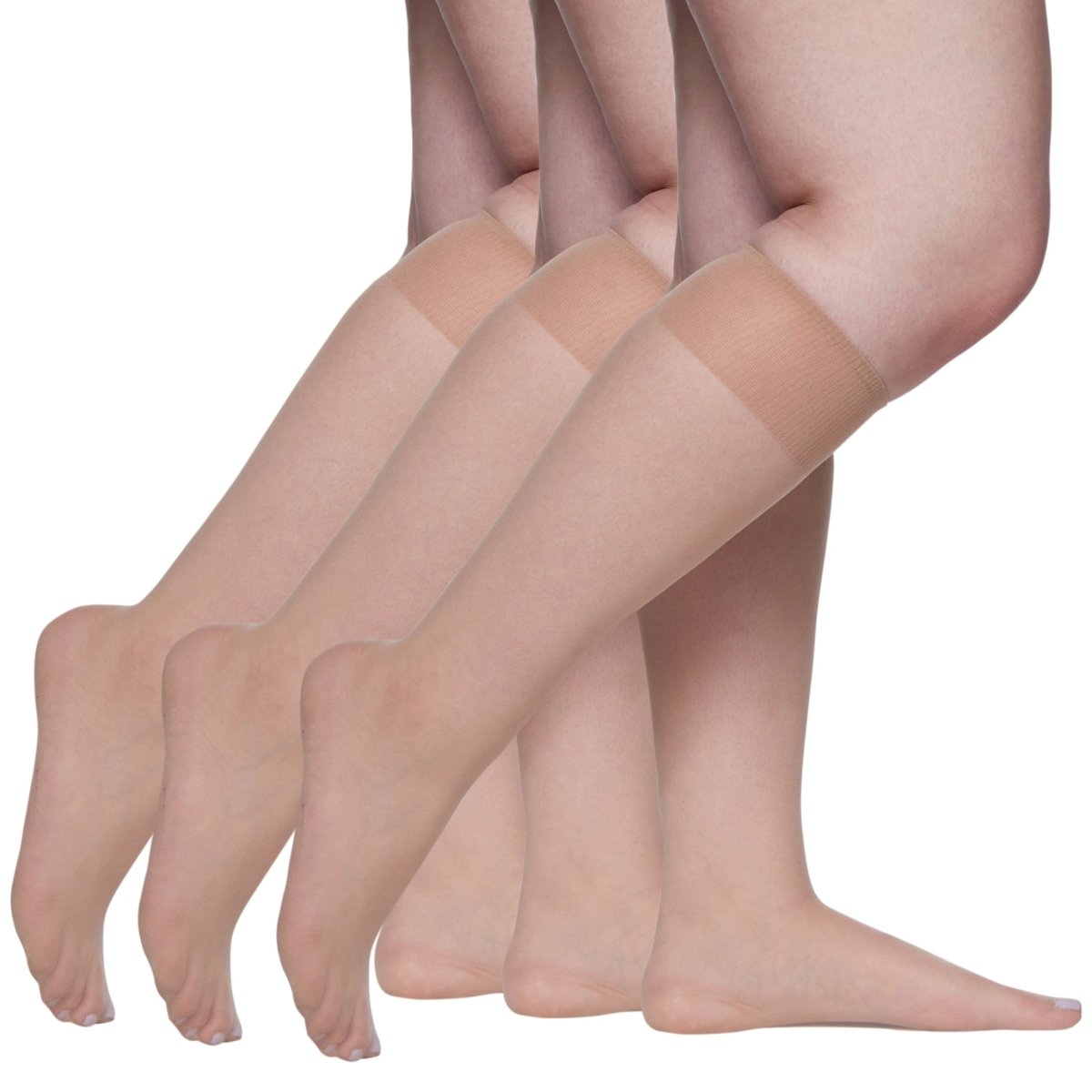 3 Pair Pack Queen All Day Sheer Knee High With Sandalfoot Toe