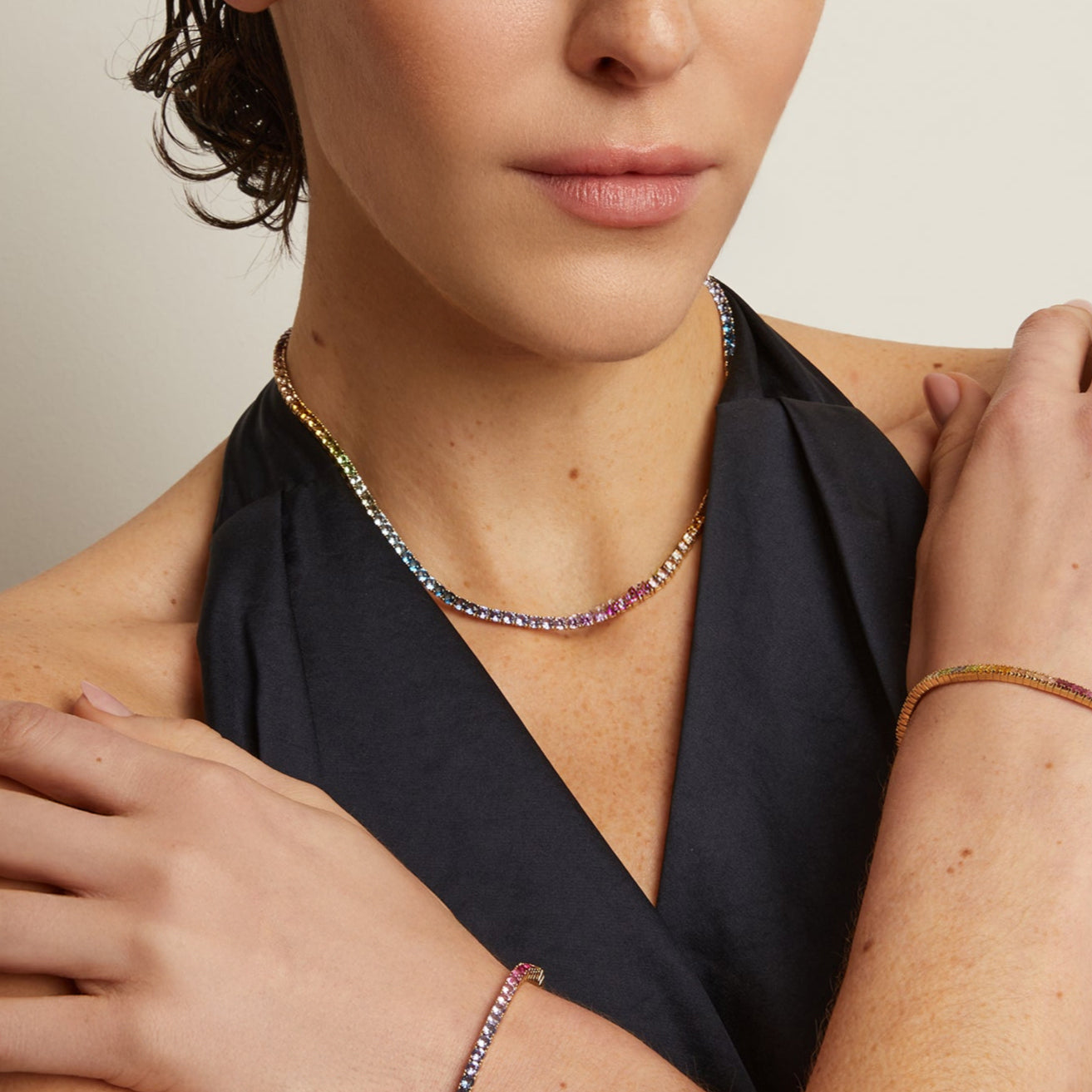 Ombré Rainbow Tennis Necklace