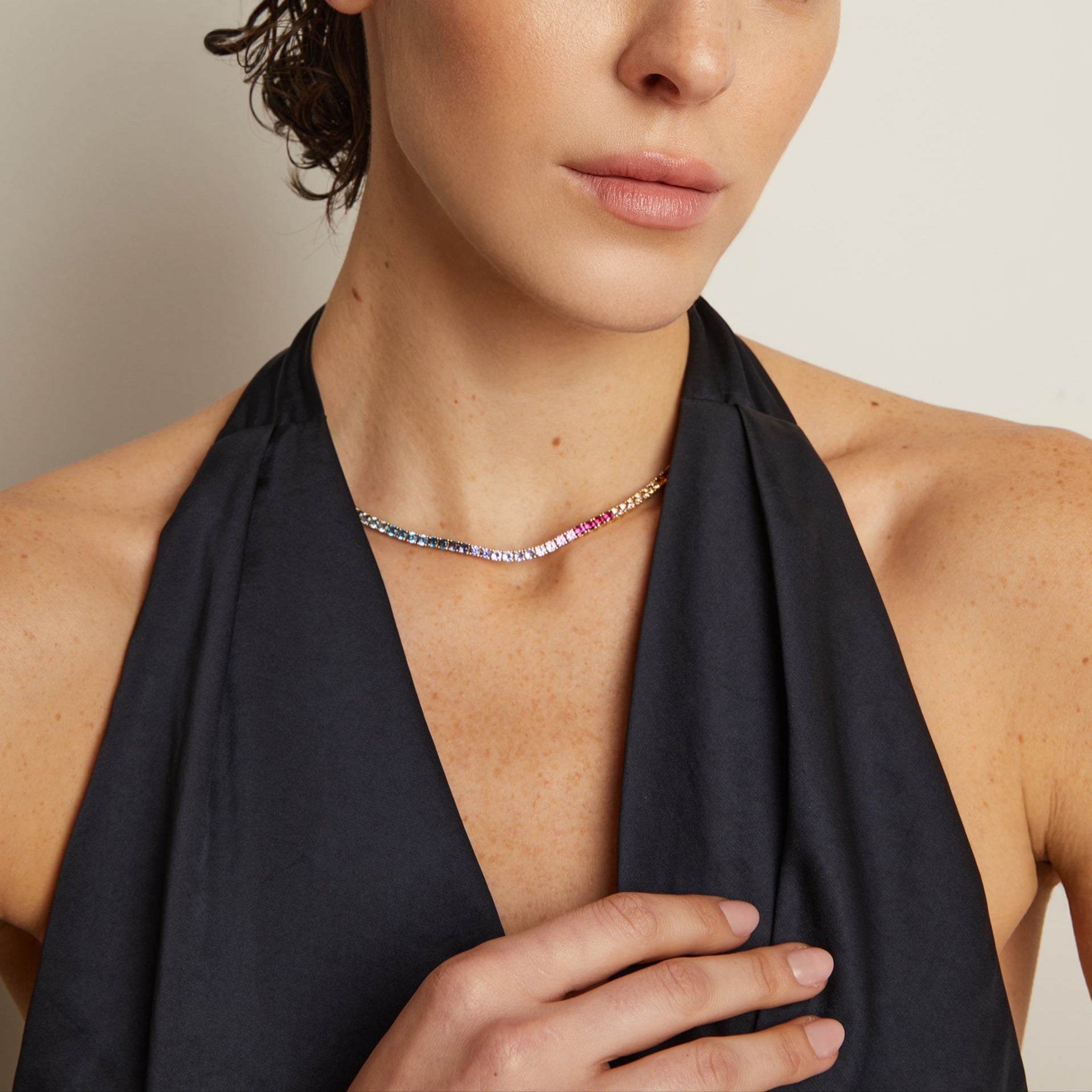 Ombré Rainbow Tennis Necklace