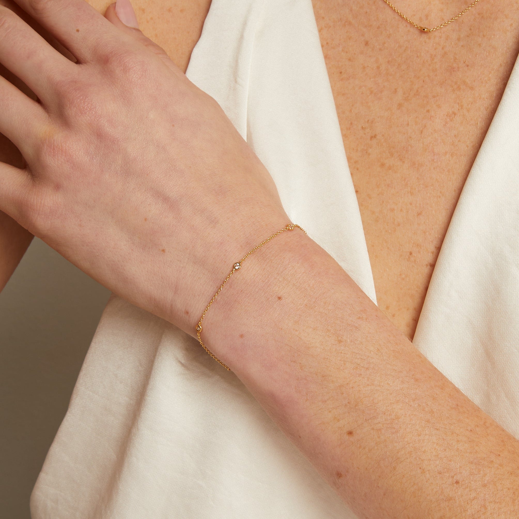 Lab Grown White Sapphire Station Bracelet