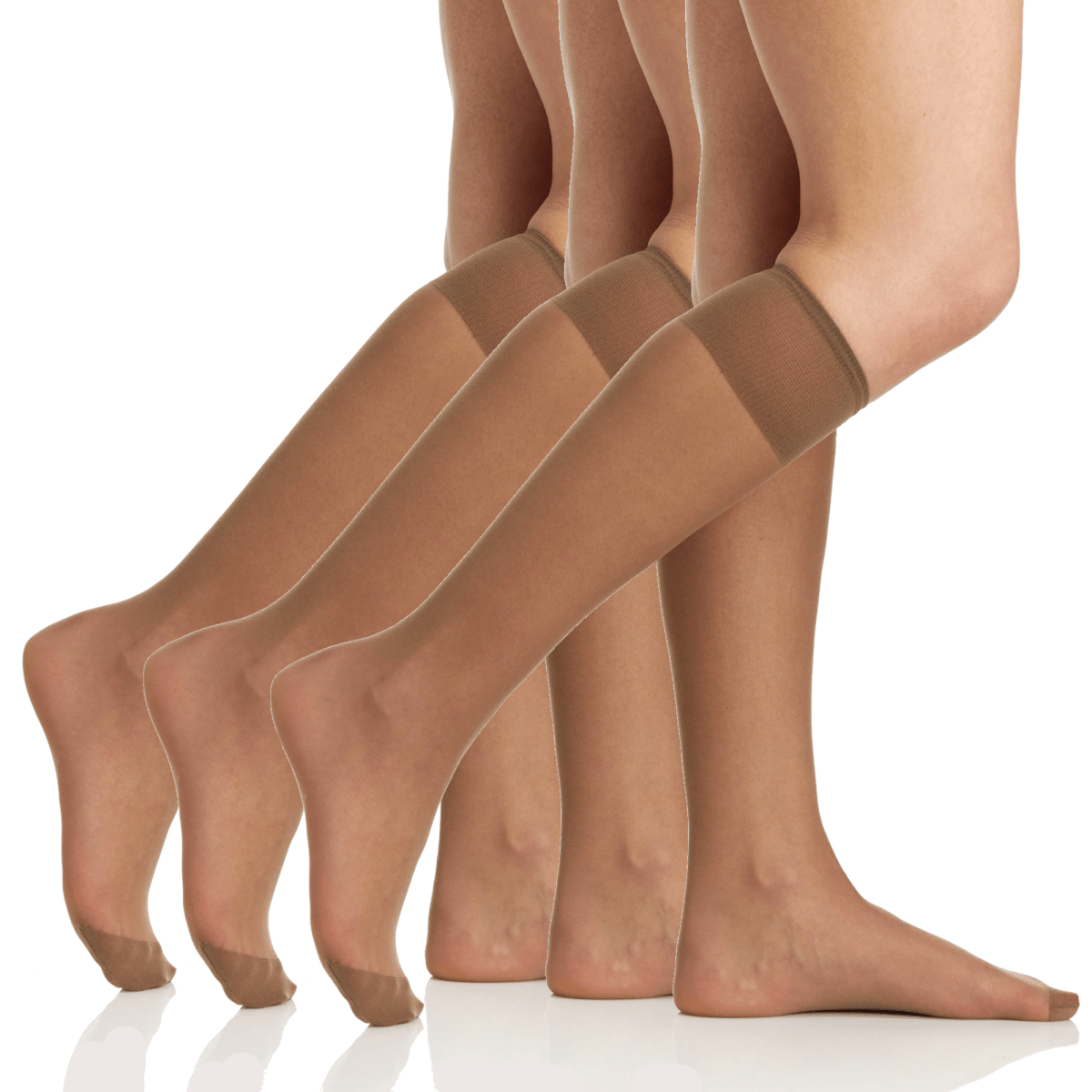 3 Pair Pack All Day Sheer Knee High With Reinforced Toe