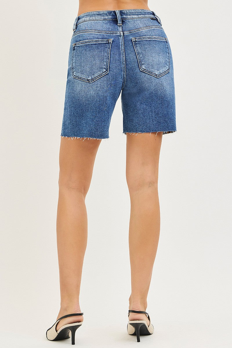 Risen Tummy Control High Rise Raw Cut Hem Jhorts