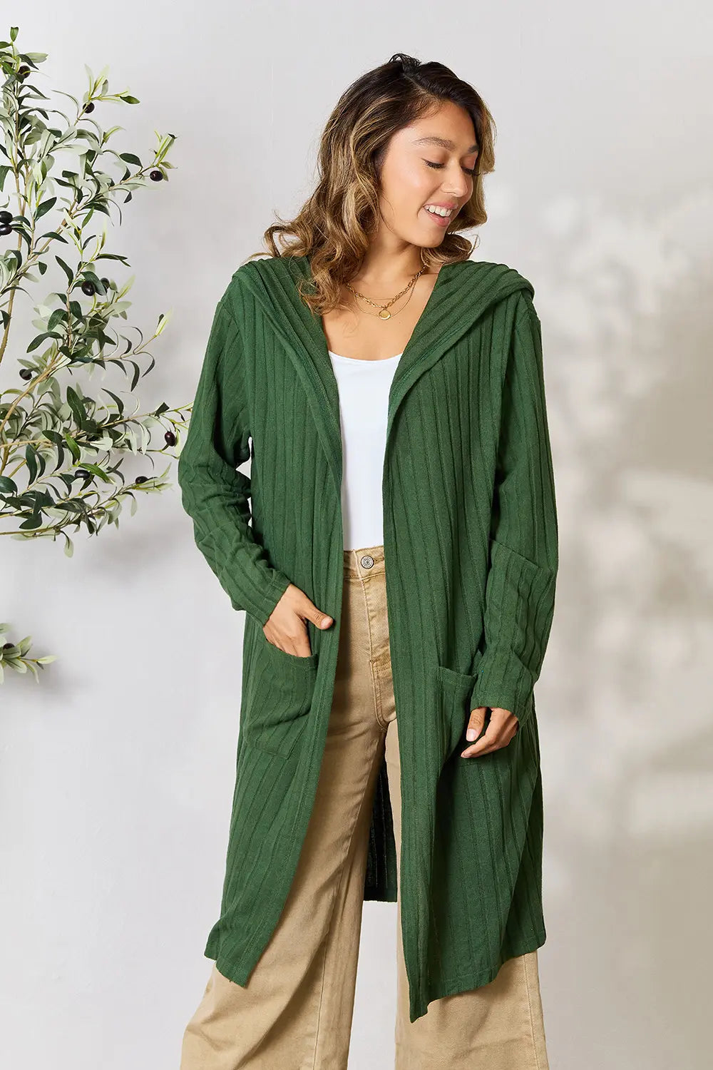 Basic Bae Full Size Hooded Sweater Cardigan | Includes Plus Size