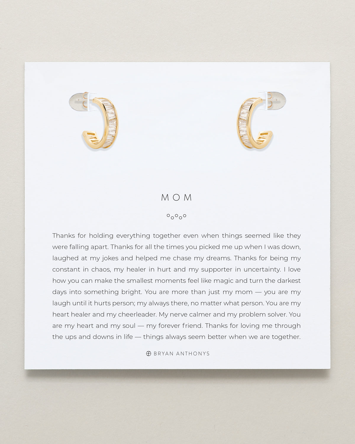 Mom Baguette Mini Hoop Earrings