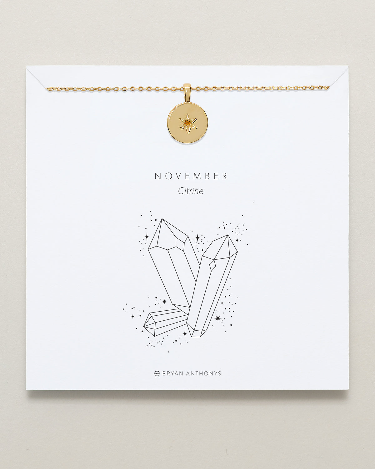 Birthstone Pendant Necklace — Citrine