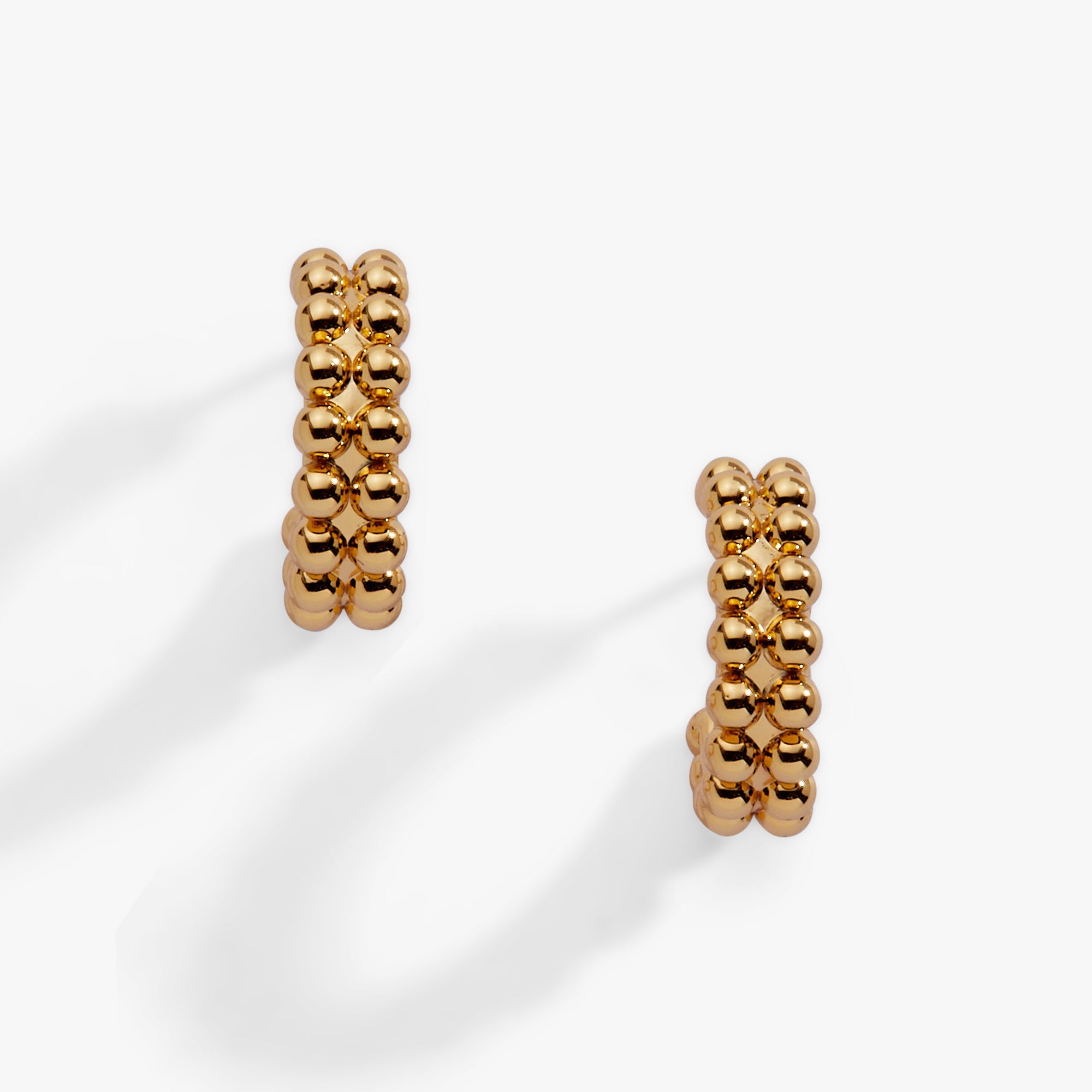 Gold Beaded Huggie Hoop Earring