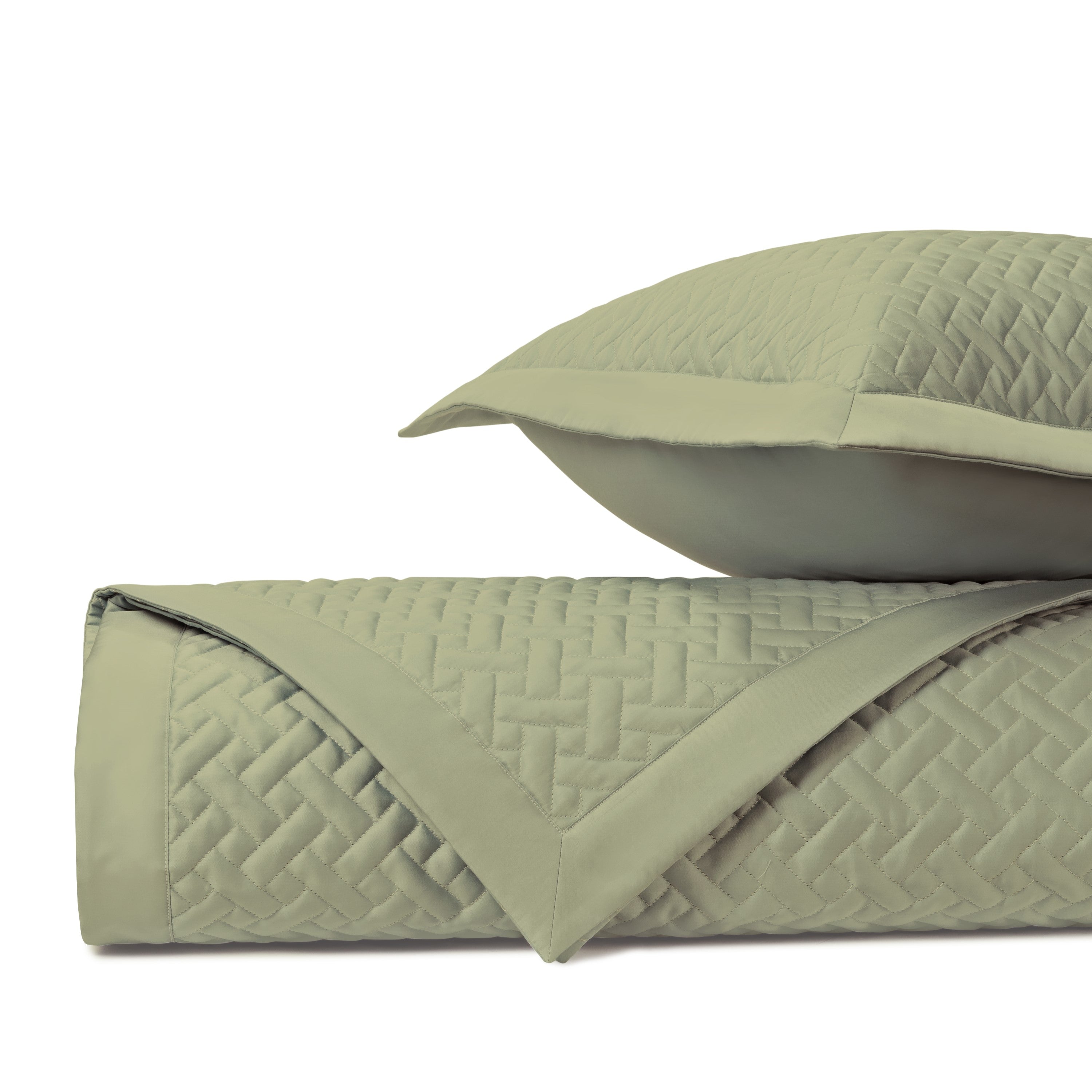 Basketweave Quilted Coverlet (Euro) Set