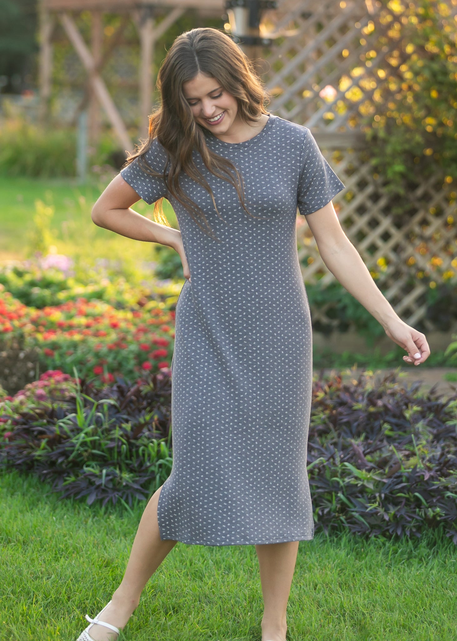 Baylor Floral Ribbed Tee Shirt Dress