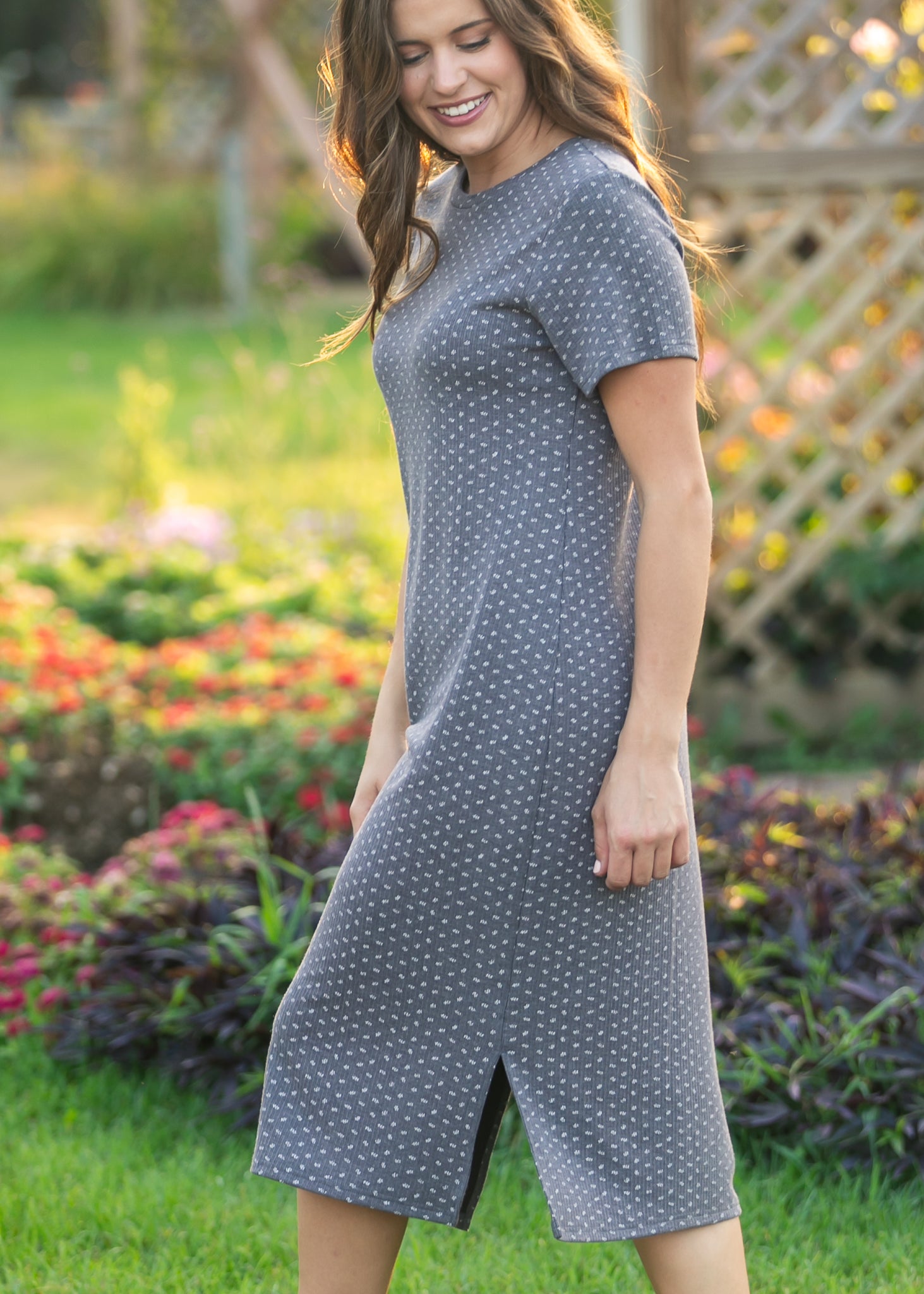 Baylor Floral Ribbed Tee Shirt Dress