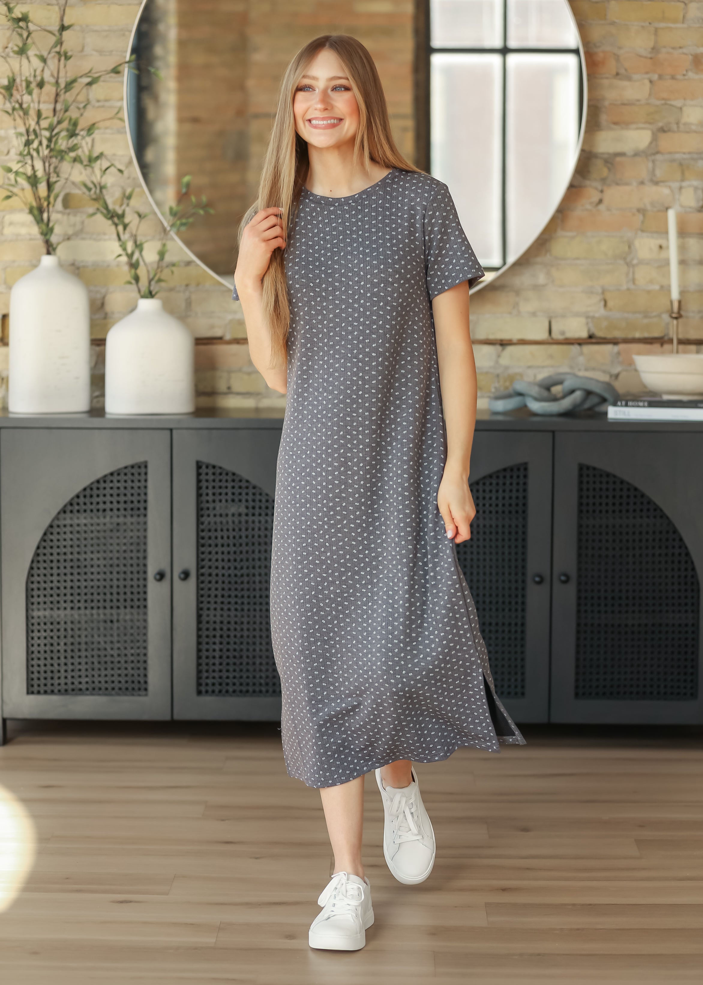 Baylor Floral Ribbed Tee Shirt Dress