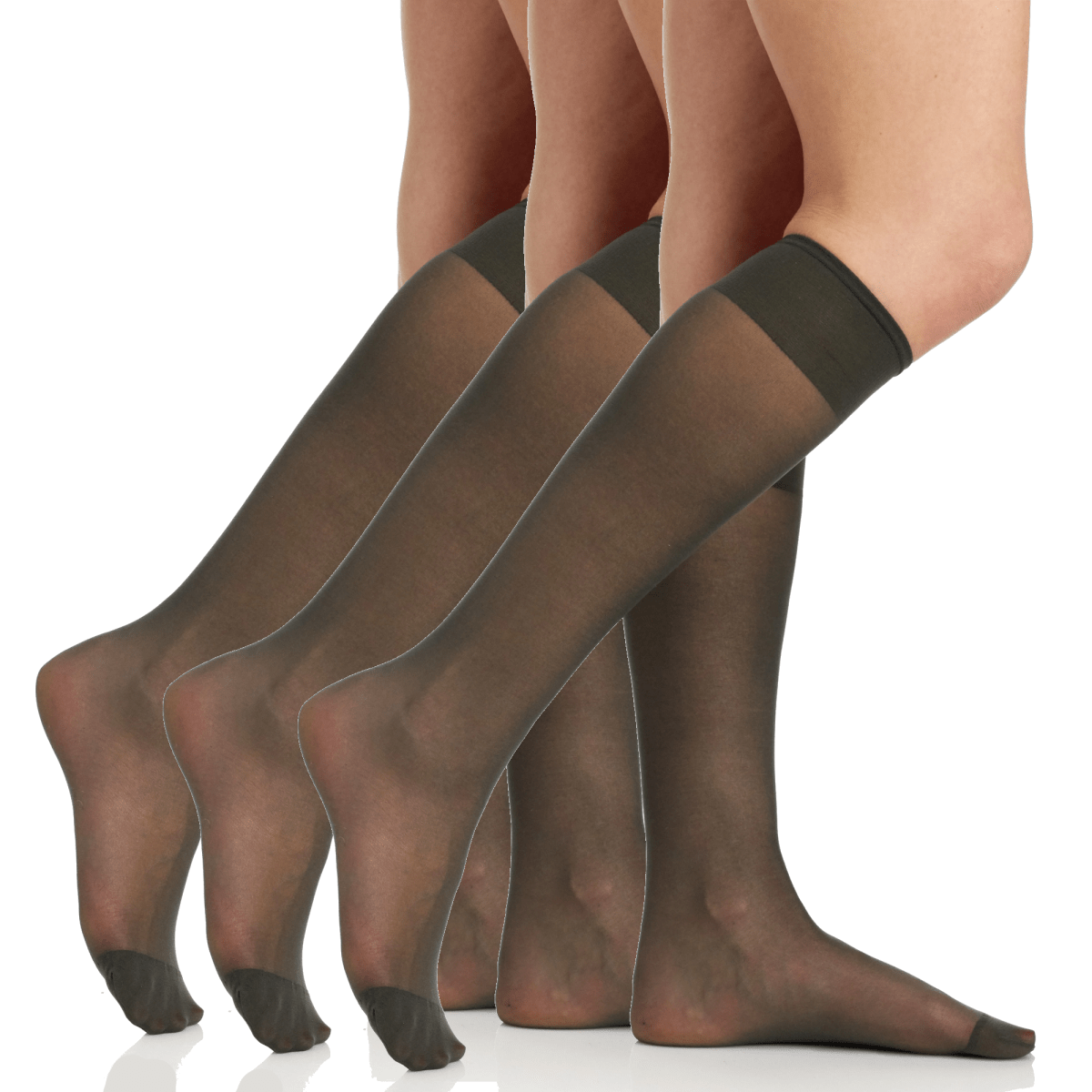 3 Pair Pack All Day Sheer Knee High With Reinforced Toe