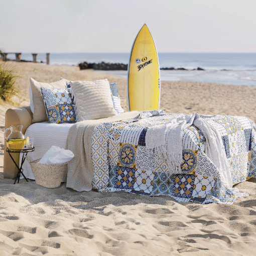 Solid Kantha Pick Stitch Yarn Dyed Cotton Woven Quilt/coverlet Set