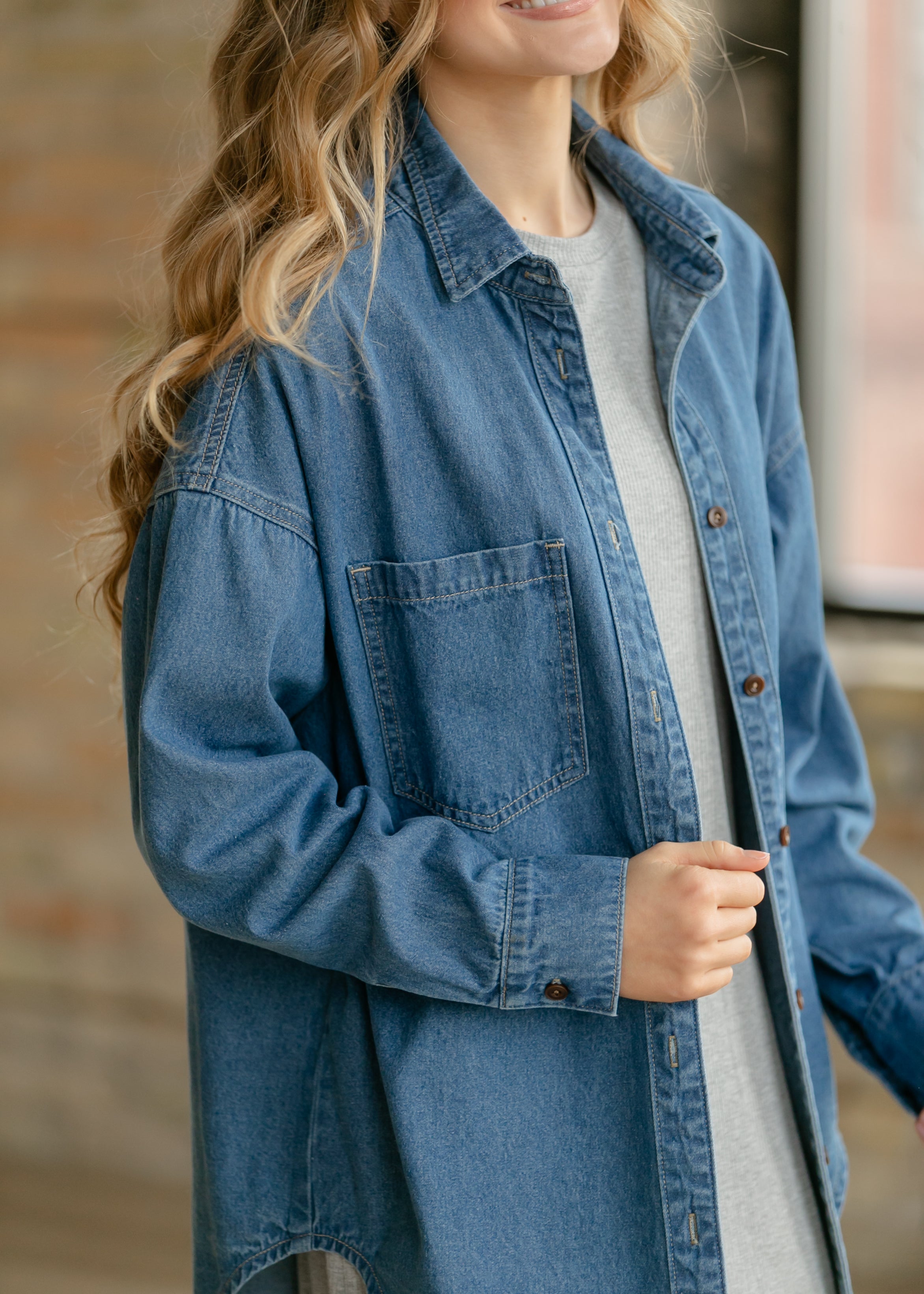 Betty Denim Button Up Top