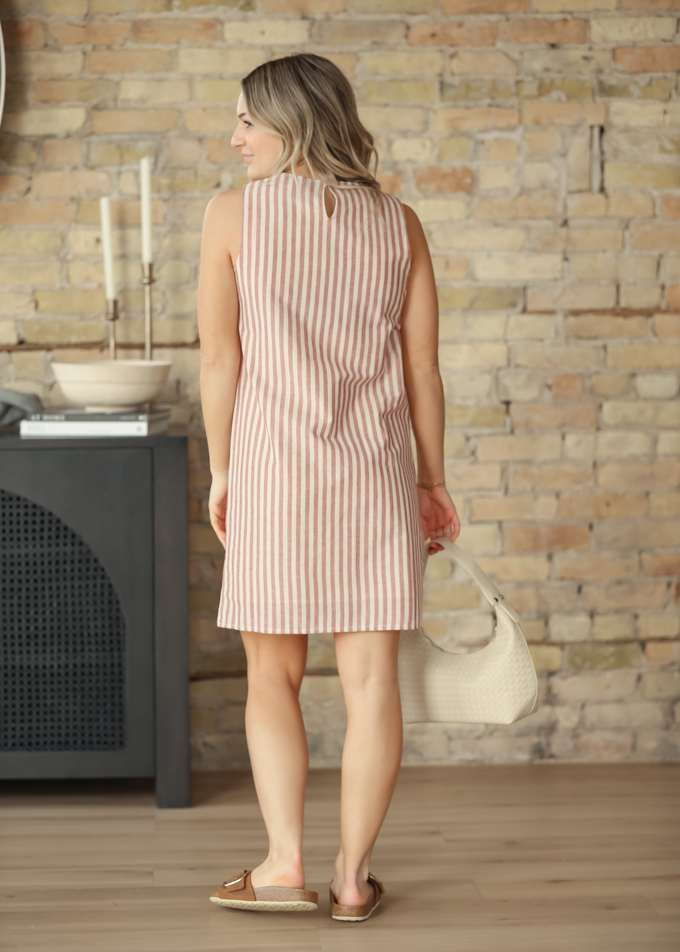Bex Red Stripe Shift Midi Dress