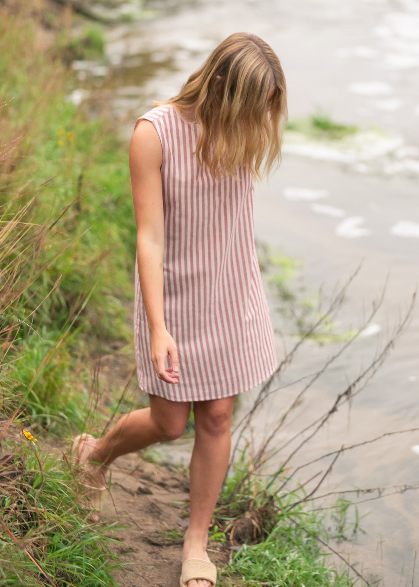 Bex Red Stripe Shift Midi Dress