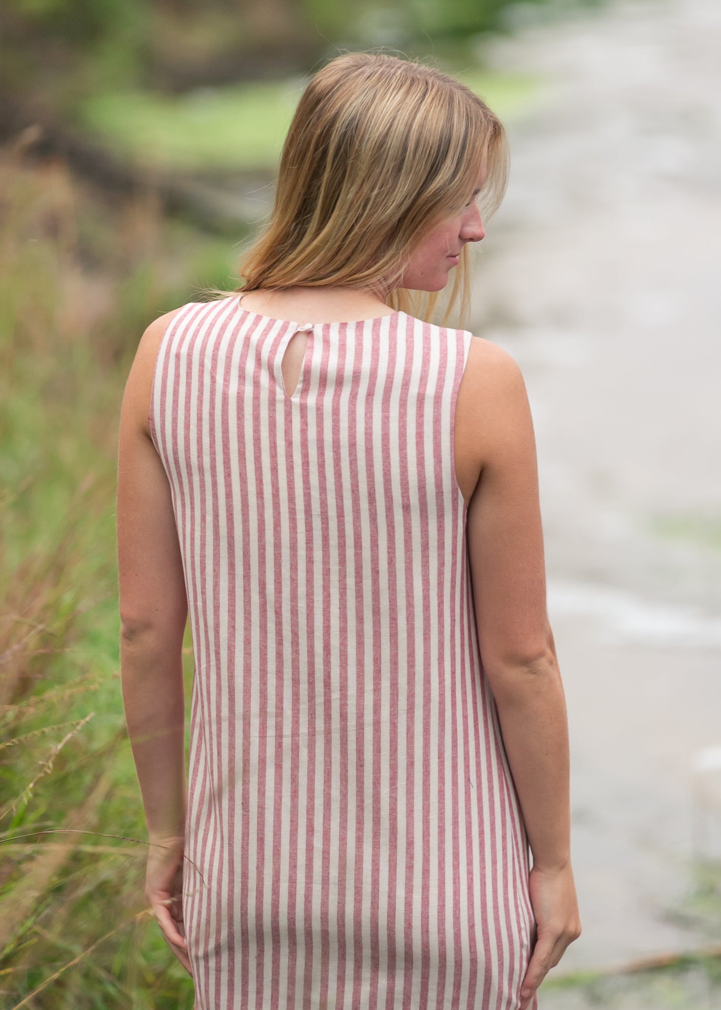 Bex Red Stripe Shift Midi Dress