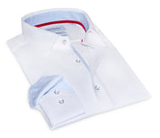 Kenneth // Cotton Knit-stretch Button-up Shirt With Contrast Details // White // Tailored Fit (fitted)