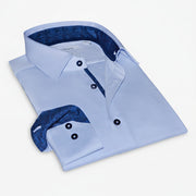 Ralph // Cotton Knit-stretch Button-up Shirt With Contrast Details // Blue // Tailored Fit (fitted)