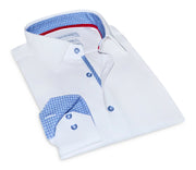 Edward // Cotton Knit-stretch Button-up Shirt With Contrast Details // White // Tailored Fit (fitted)