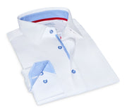 Scott // Cotton Knit-stretch Button-up Shirt With Contrast Details // White // Tailored Fit (fitted)