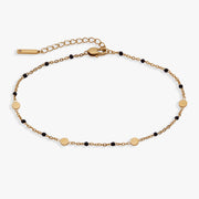 Black Enameled Chain Coin Station Anklet