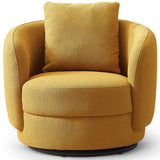 Blossoming Boucle Fabric Lounge Chair with Wood Structure