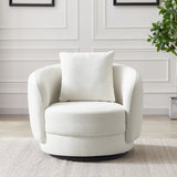 Blossoming Boucle Fabric Lounge Chair with Wood Structure