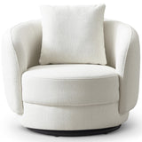 Blossoming Boucle Fabric Lounge Chair with Wood Structure