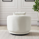 Blossoming Boucle Fabric Lounge Chair with Wood Structure
