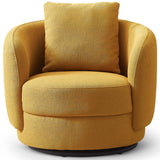 Blossoming Boucle Fabric Lounge Chair with Wood Structure
