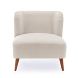 Boucle Accent Chair with Wing Back and Wood Legs