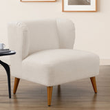 Boucle Accent Chair with Wing Back and Wood Legs
