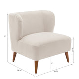 Boucle Accent Chair with Wing Back and Wood Legs