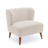Boucle Accent Chair with Wing Back and Wood Legs